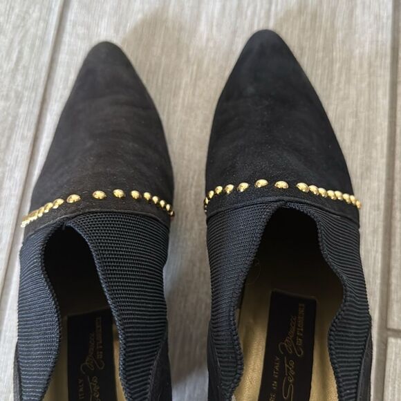 VTG 90’s Sesto Meucci Black Leather Pointed Toe Studded‎ Ankle Boots 7.5 Booties - Picture 5 of 9